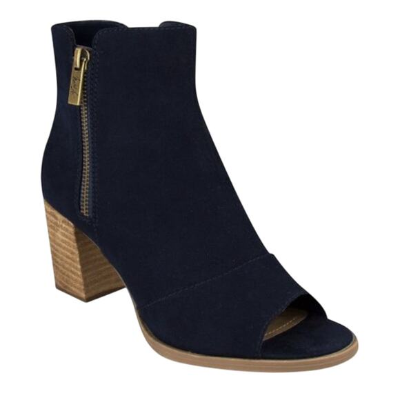 Mari A. Axle Navy Blue Peep-Toe Faux Suede Ankle Bootie Boot Size 10 - Picture 1 of 9